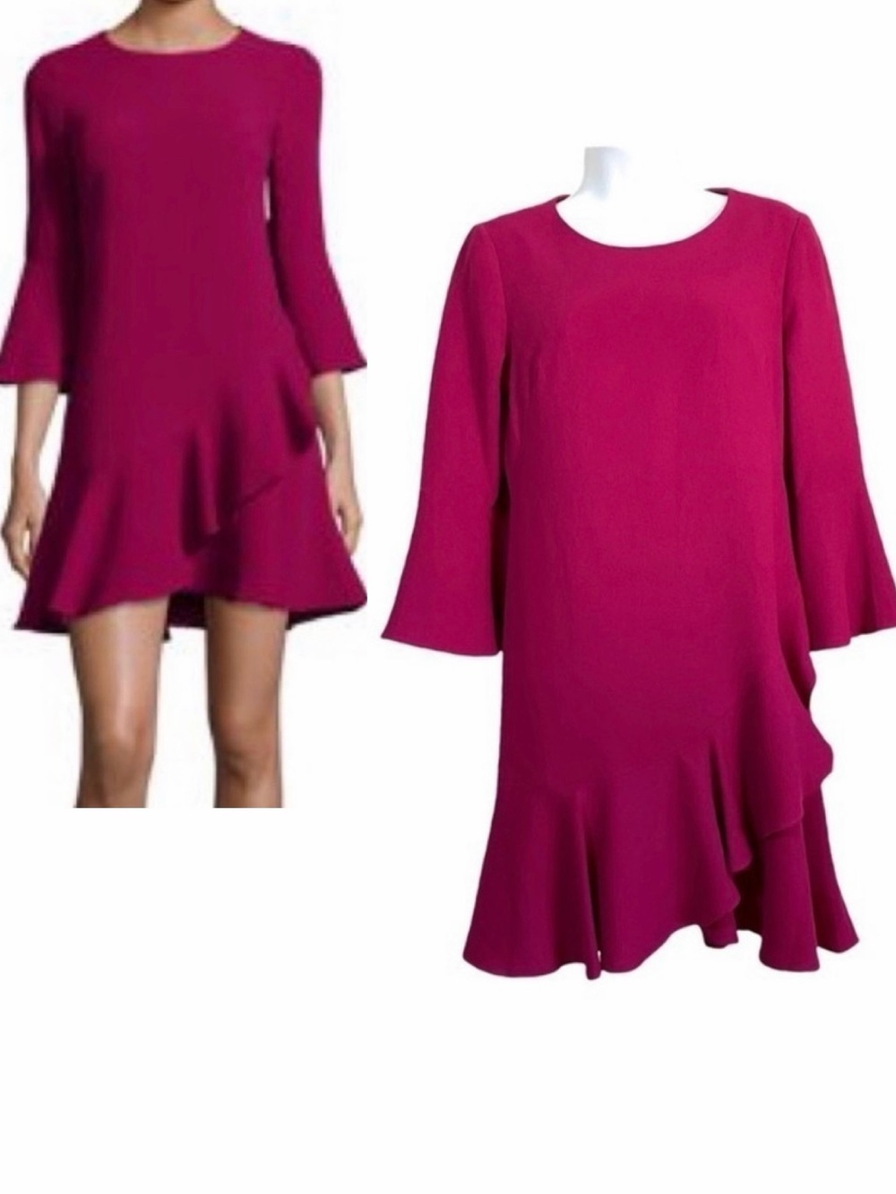 Eliza J Burgundy Fuschia Ruffle Shift Mini Dress 6
